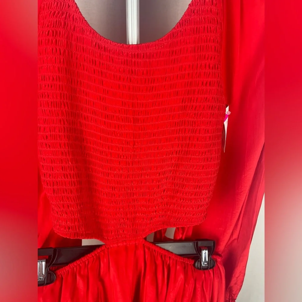 Shahida Parides Red Long Sleeve Cutout Mini Dress Size Small(4-6) NWT - Picture 5 of 14